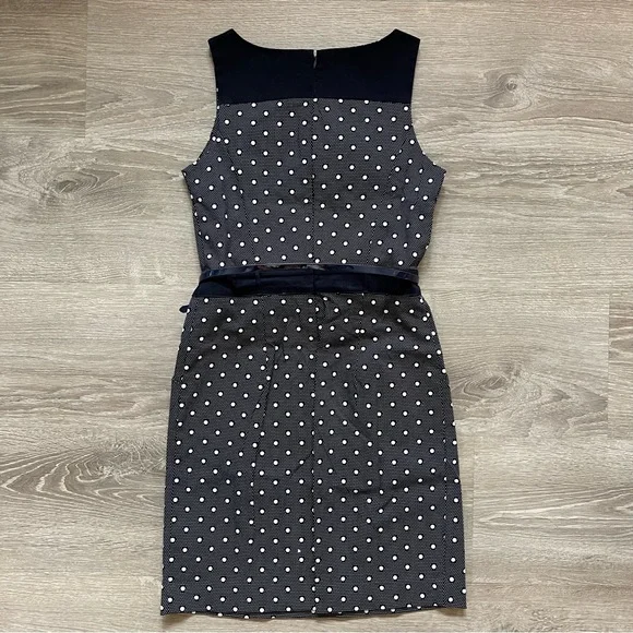 *NWT Tommy Hilfiger Belted Navy Dotted Sheath Dress - Picture 7 of 9